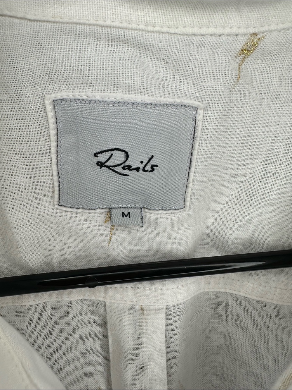 Rails White Gold Lightning Bolt Linen Blend Button Down Shirt Size M - Picture 4 of 12